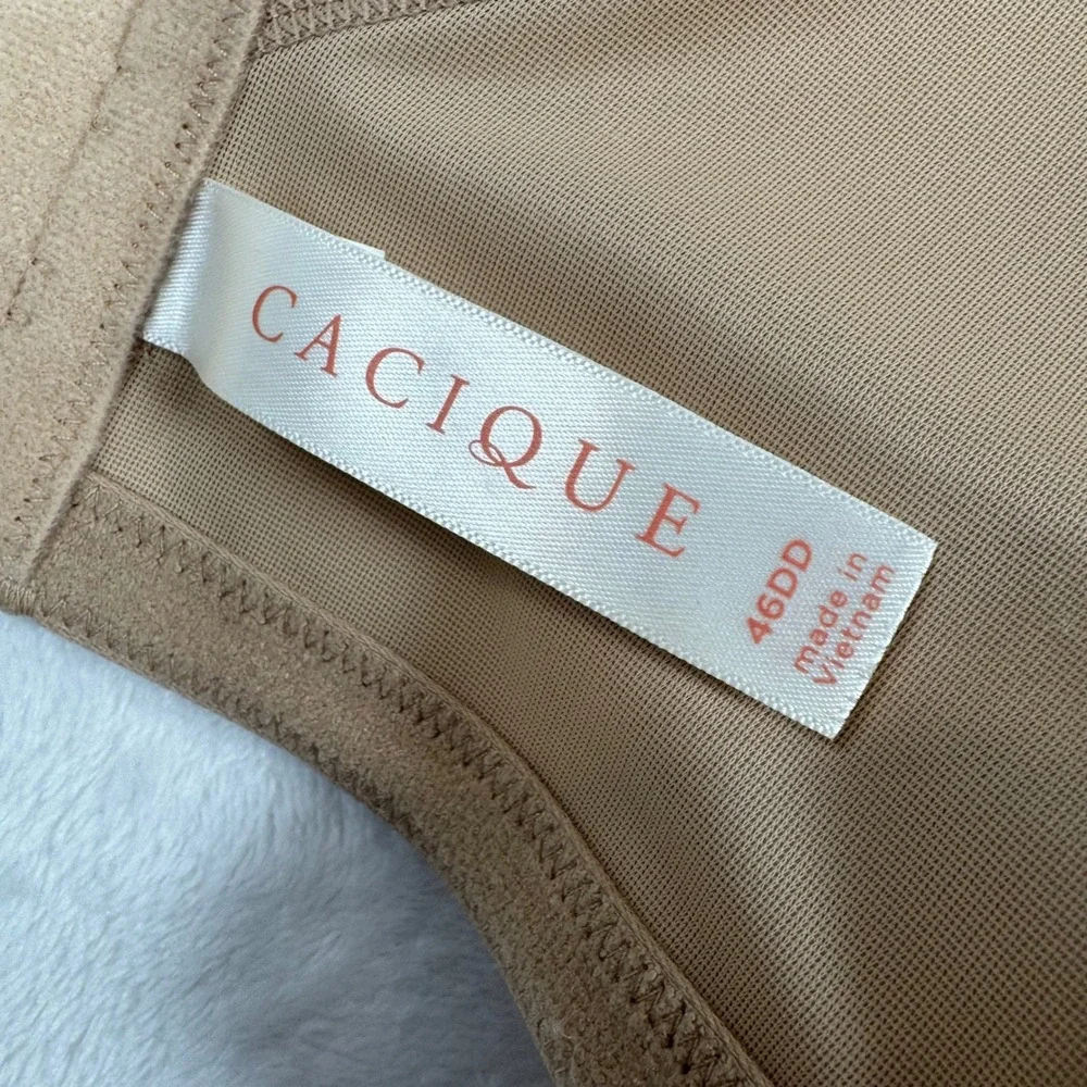 Cacique Simply Wire Free Plunge Bra Women 46DD Beige Wireless Good 1094485-5648 - Picture 5 of 8